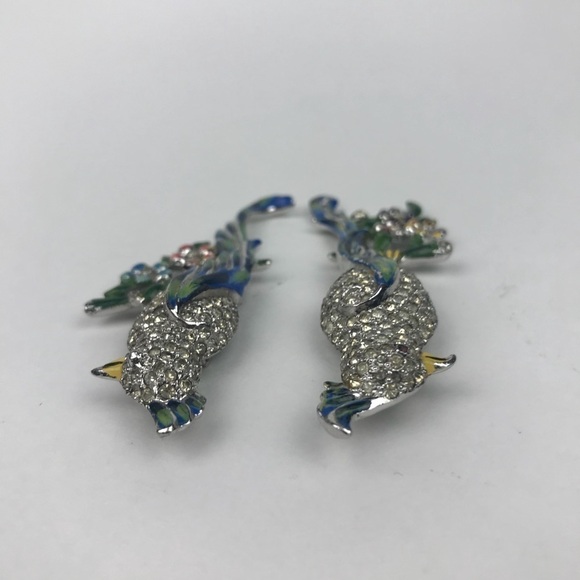 Vtg Coro Duette Calopsitta Enamel Crystal Fur Clip - Picture 5 of 10
